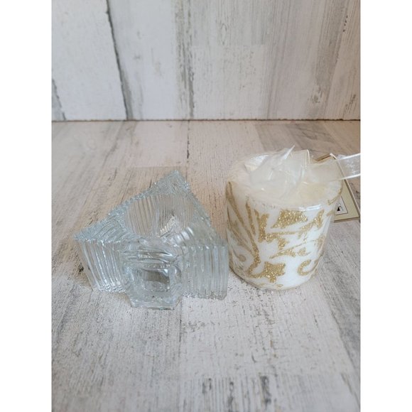 Candle holder glass tree shaped pillar glitter set xmas figure - Picture 1 of 4